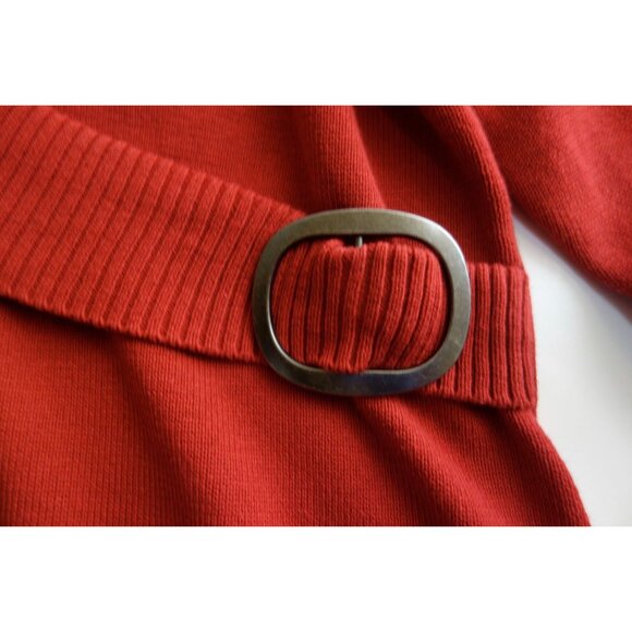 Size 14/16 1X Red Soft Knit Sweater Dress Buckle Fall Winter Cozy Plus Size - Picture 3 of 8